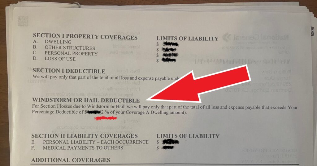 roof insurance coverage example
